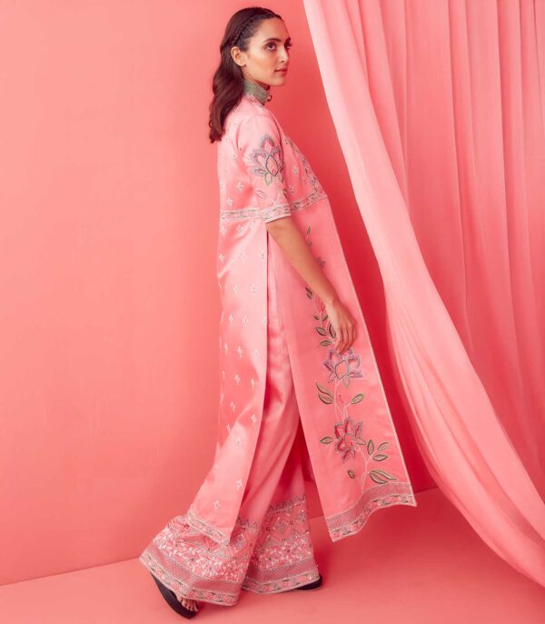 Soft Pink Dori Embroidered Jacket Set - Image 2