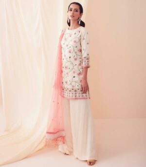 Ivory Lotus Garden Sharara Set