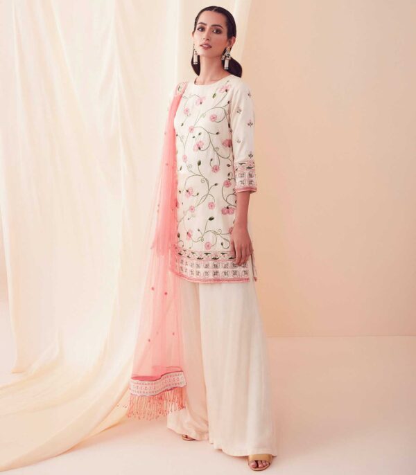 Ivory Lotus Garden Sharara Set