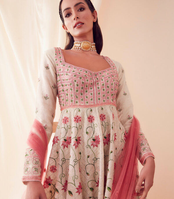 Ivory Lotus Garden Anarkali Set - Image 3