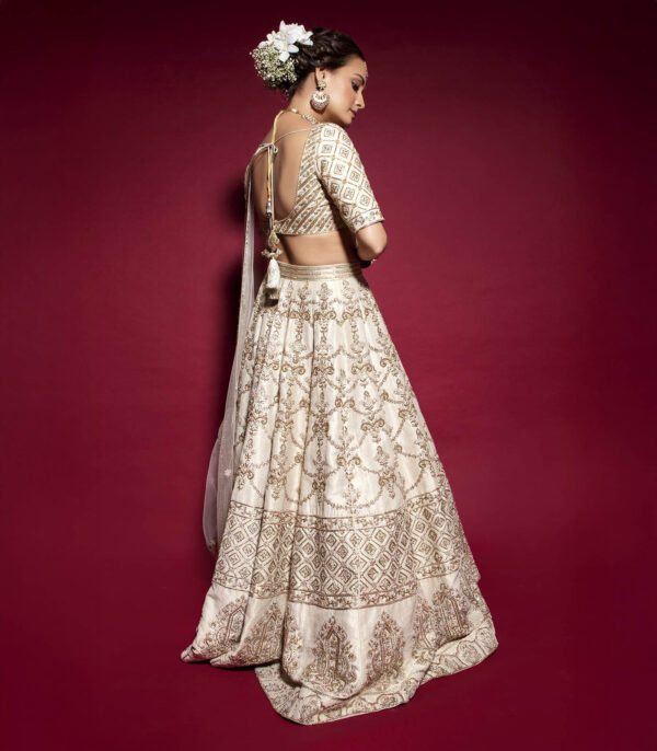Ivory Zardozi Embroidery Lehenga - Image 2
