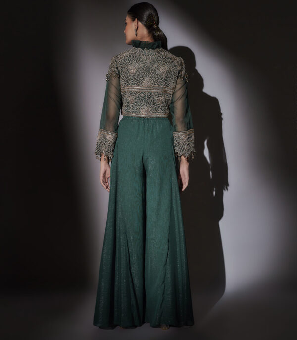 JUNE HEAVY EMBELLISHED SHORT JACKET WITH FRILL AND SHARARA - Image 2