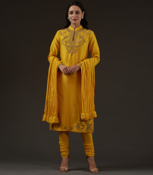 Embroidered straight kurta set