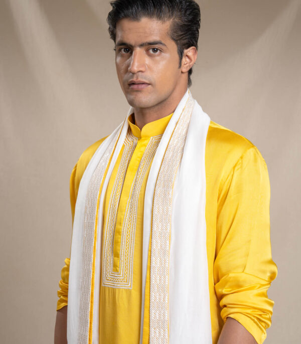 Yellow Kurta Set With Dupatta - Image 3
