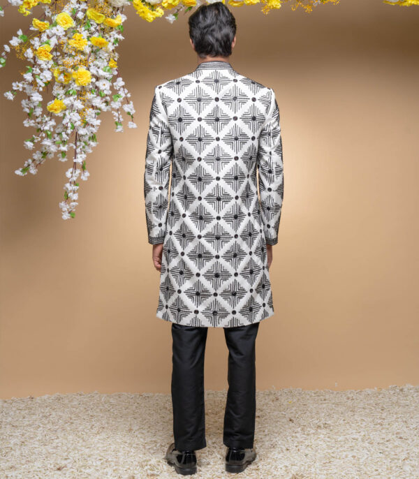 Ivory And Black Indo Western Jacket Set With Kurta Set - Image 2