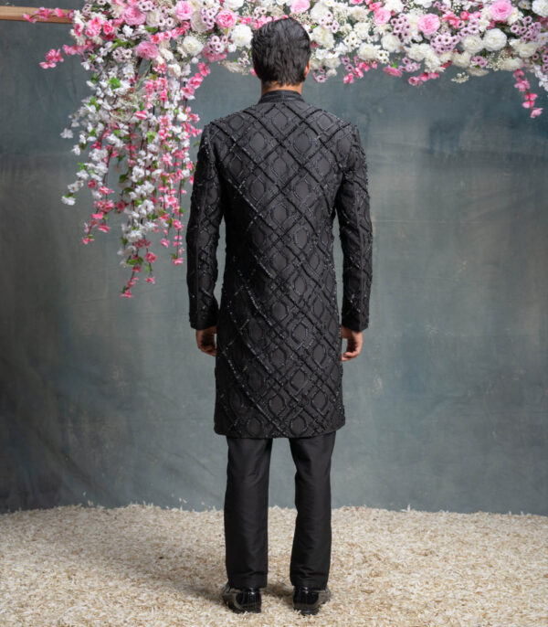 Black Indo Western Jacket Set With Kurta Set - Image 3