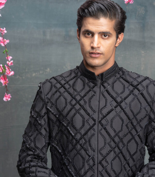 Black Indo Western Jacket Set With Kurta Set - Image 4