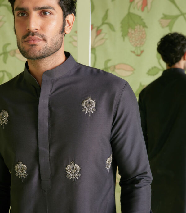 Charcoal Grey Kurta Set - Image 2