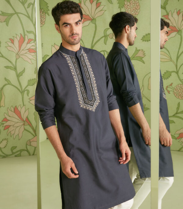 Grey Kurta Bundi Set - Image 2