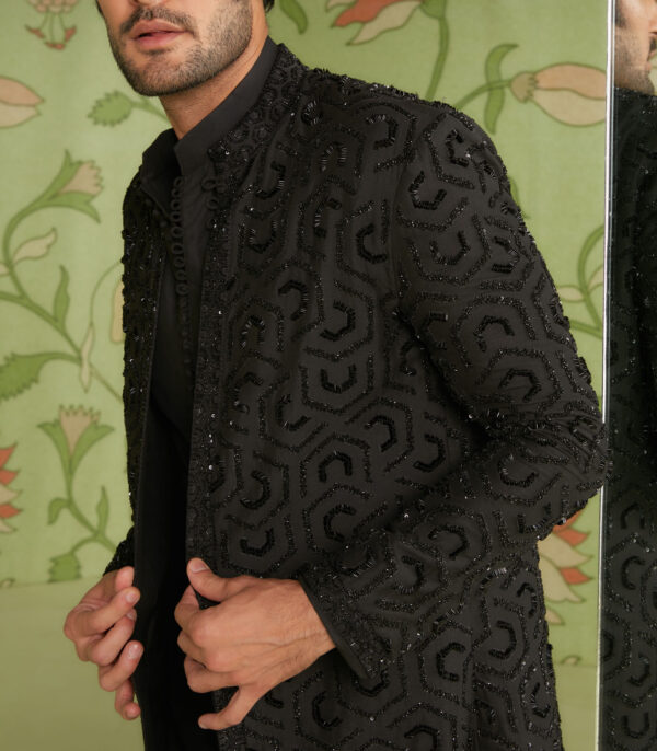 Black Indo Western Jacket Set - Image 4