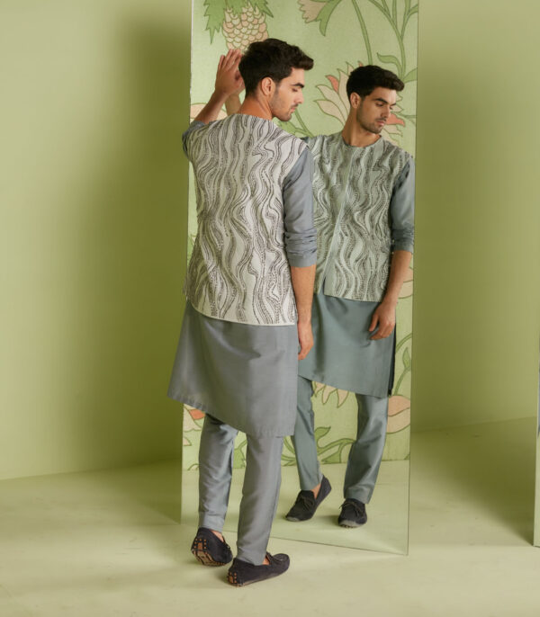 Grey Bundi Kurta Set - Image 2