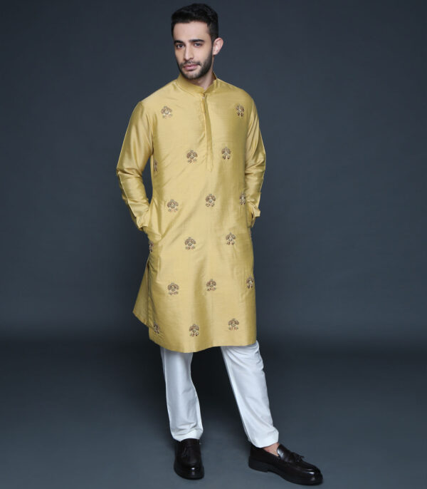 Mustard Motif Kurta Set - Image 4