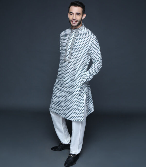 Hand Block Printed Embroidered Kurta Set - Image 2