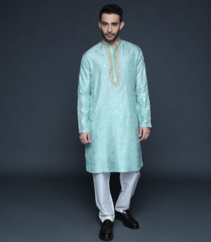 Sea Green Zari Kurta Set
