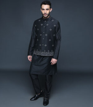 Black Bundi Kurta Set