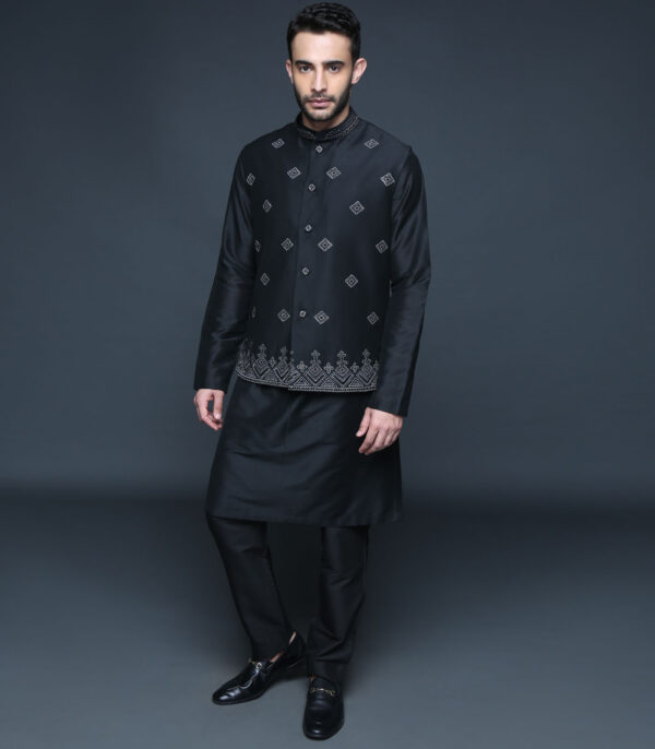 Black Bundi Kurta Set