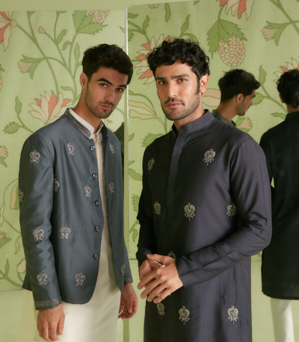 Charcoal Grey Kurta Set - Image 3