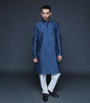 Royal Blue Motif Kurta Set