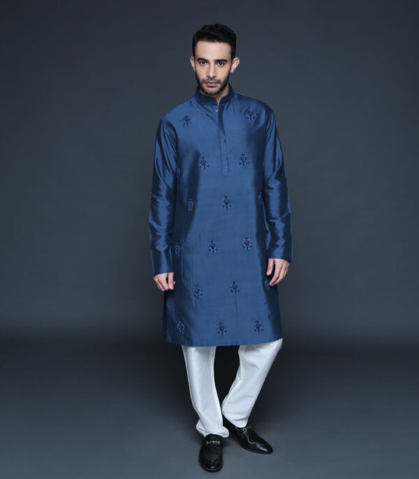 Royal Blue Motif Kurta Set