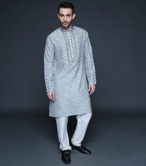 Hand Block Printed Embroidered Kurta Set