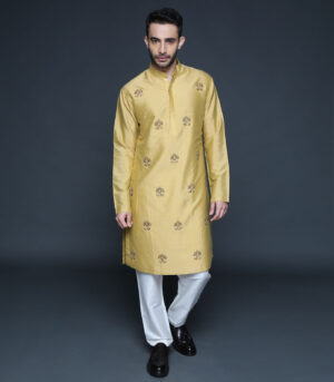 Mustard Motif Kurta Set