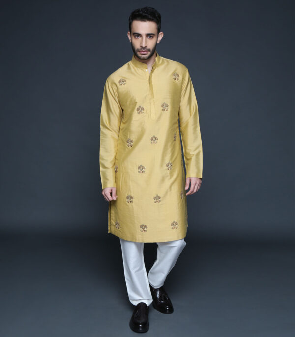 Mustard Motif Kurta Set