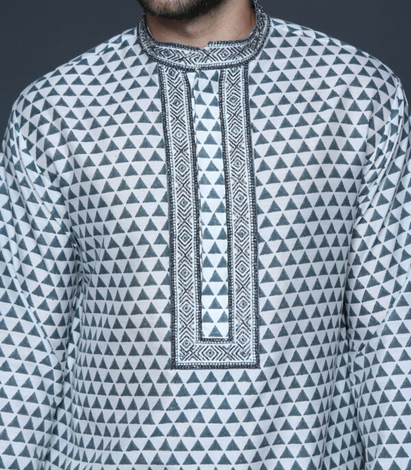 Hand Block Printed Embroidered Kurta Set - Image 3
