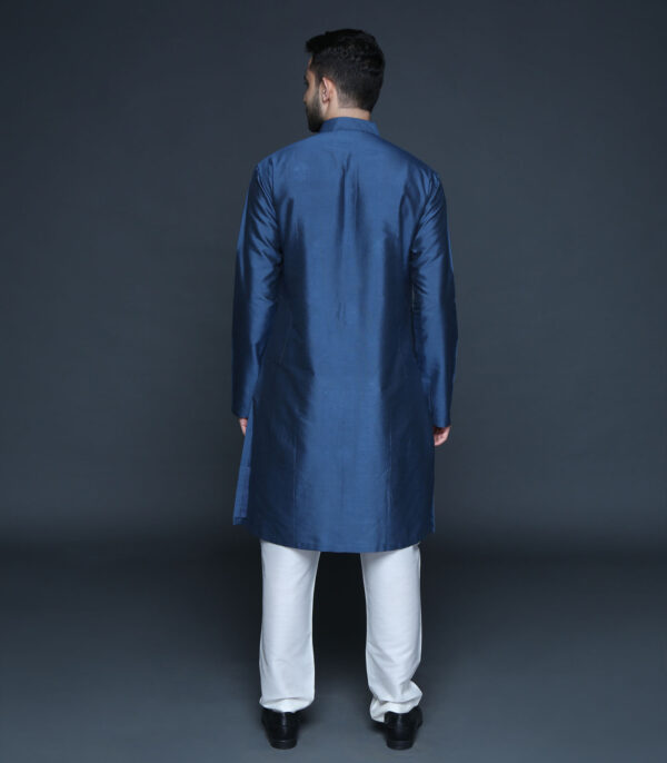 Royal Blue Motif Kurta Set - Image 2