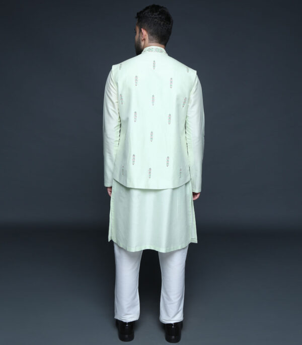 Mint Green Bundi Kurta Set - Image 3