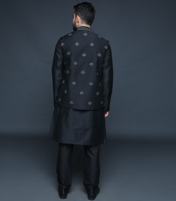Black Bundi Kurta Set - Image 4