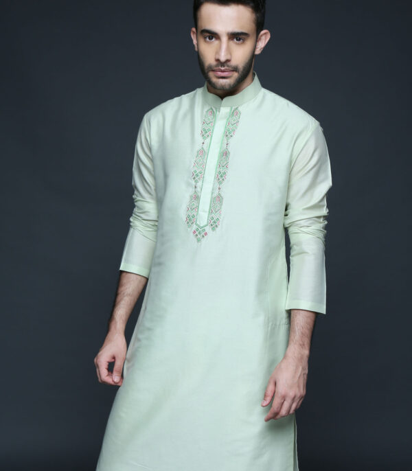 Mint Green Bundi Kurta Set - Image 4