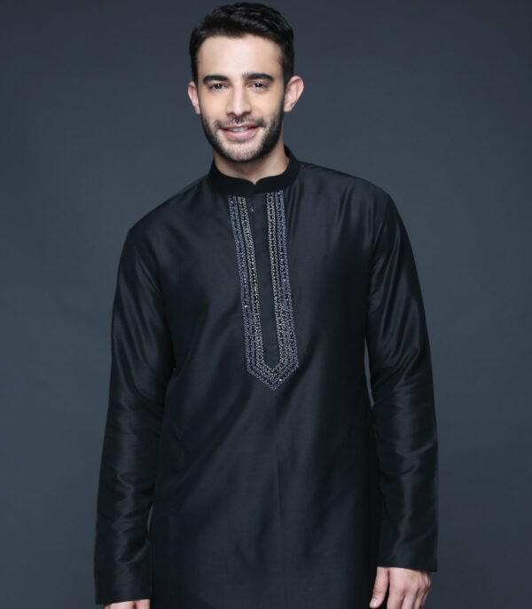 Black Bundi Kurta Set - Image 2