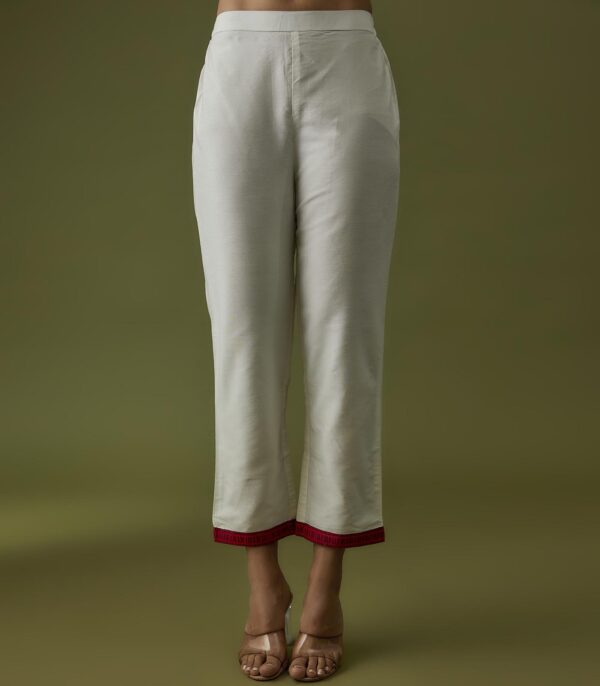 Hand Block Printed Overlap Yoke and Embroidered Kurta Set - Image 2