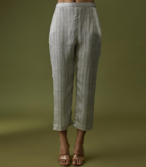 Ivory Contemporary Hand Block Printed Kaftan Set - Image 2