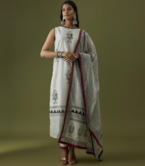 Hand Block and Embroidered Kurta Set