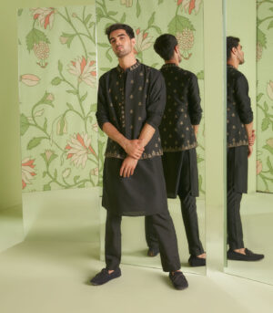 Black Bundi Kurta Set