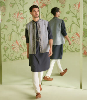Grey Kurta Bundi Set