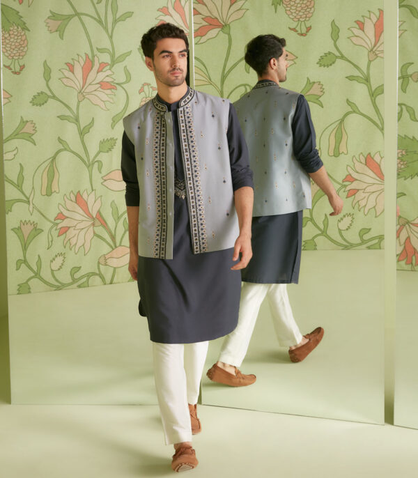 Grey Kurta Bundi Set