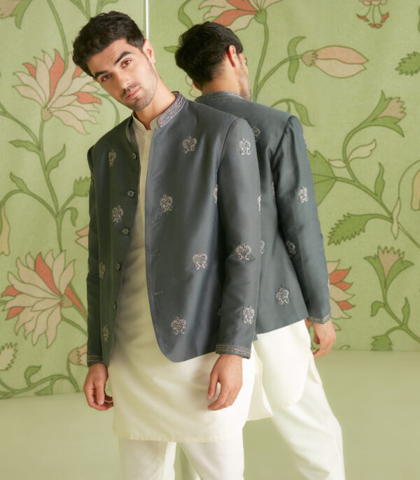 Grey Bandhgala set - Image 3