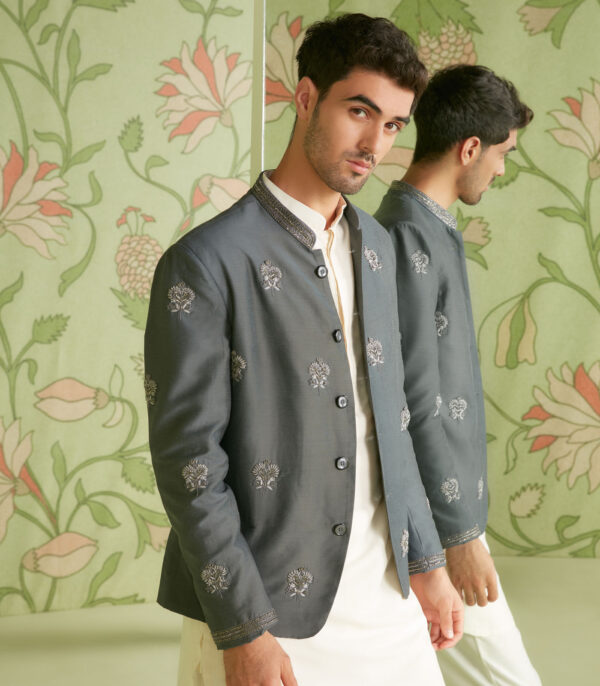 Grey Bandhgala set - Image 4