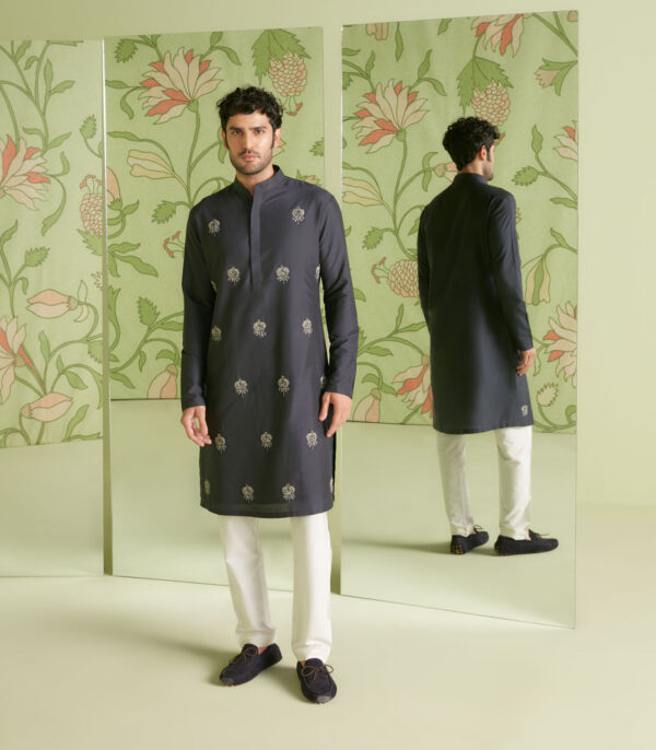 Charcoal Grey Kurta Set - Image 4