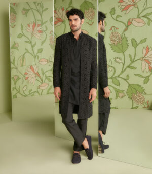 Black Indo Western Jacket Set