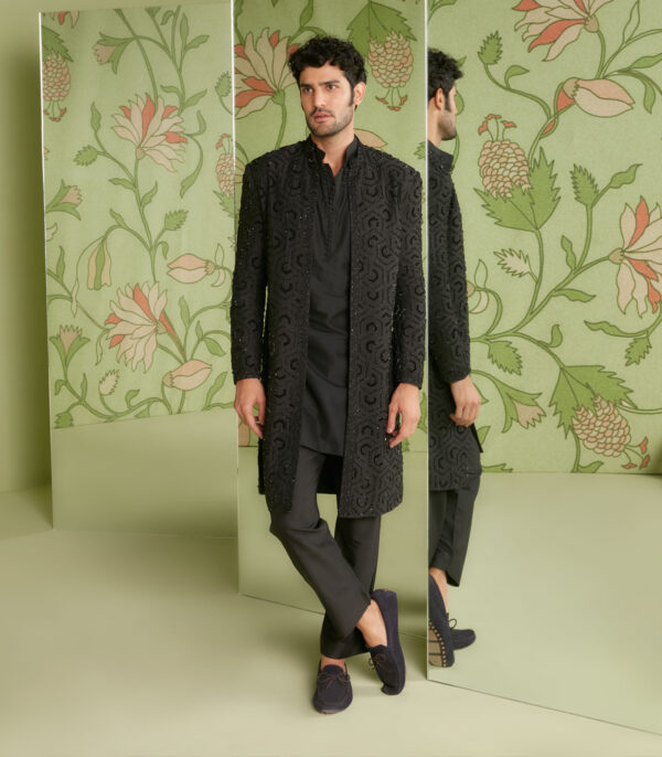 Black Indo Western Jacket Set