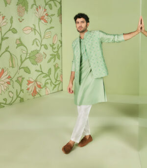 Sage Green Kurta Bundi Set