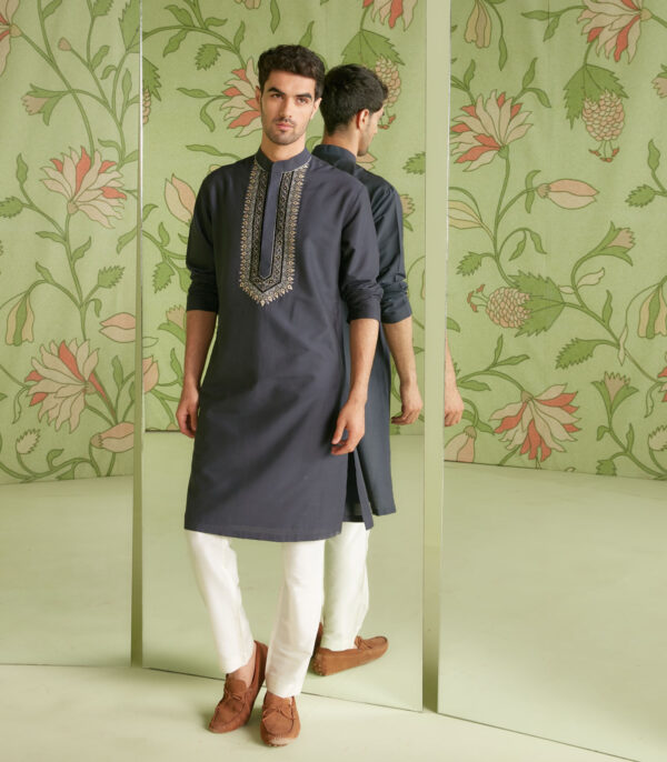 Grey Kurta Bundi Set - Image 4