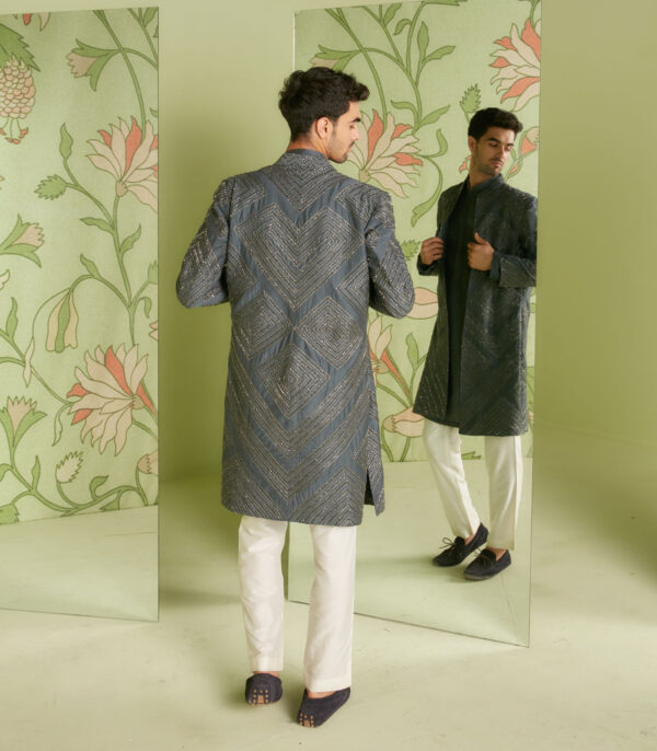 Charcoal Grey Long Jacket Set - Image 4
