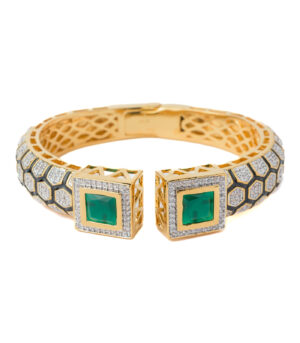 Florence Gold Plated Green Womens Kada