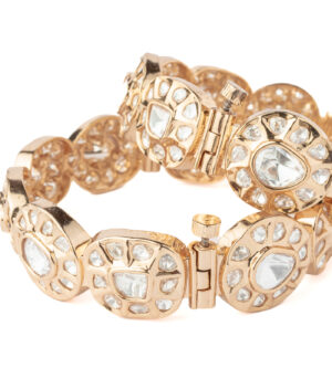 Gold Plated Womens Kundan, Polki Pair of bangles