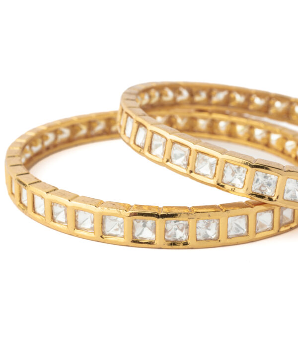 Gold Plated Womens Kundan, Polki Pair of bangles