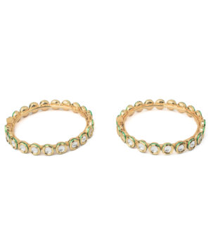 Gold Plated Womens Kundan, Polki Pair of Bangles